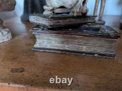 Crane En Bois Sculpté Polychrome XVIII -xix Ème Memento Mori Vanité Reliquaire