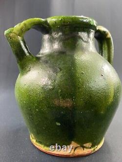 Cruche en grès émaillé vert XIXe