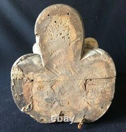 Cul-de-lampe ange grotesque très ancien en bois goût Moyen ge