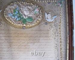 DOCUMENT MANUSCRIT, 1899. Sous verre, enluminé religieux à déterminer