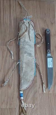 ETUI PERLE CHEYENNE, INDIENS DES PLAINES, avec son couteau, PERIODE 1880