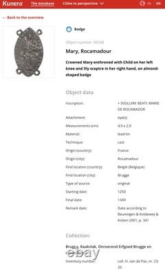 Enseigne pèlerinage Vierge à l'Enfant Rocamadour Sportelle Gothique Médiévale