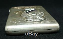 Etui a cigarettes argent massif russe emaille antique russian silver 84 enamels