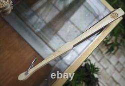 Eventail Soie Broderie Chinois Antique Export Chinese Embroidered Silk Bone Fan