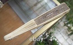 Eventail Soie Broderie Chinois Antique Export Chinese Embroidered Silk Bone Fan