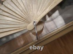 Eventail Soie Broderie Chinois Antique Export Chinese Embroidered Silk Bone Fan