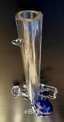 Flacon XIXe verre soufflé en forme de pistolet, 2 couleurs, objet de maîtrise