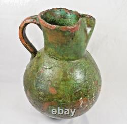 GRAND PICHET PROVENCAL BEC PINCE TERRE CUITE VERNISSEE XIXe SIECLE 35 CM