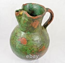 GRAND PICHET PROVENCAL BEC PINCE TERRE CUITE VERNISSEE XIXe SIECLE 35 CM