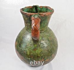 GRAND PICHET PROVENCAL BEC PINCE TERRE CUITE VERNISSEE XIXe SIECLE 35 CM