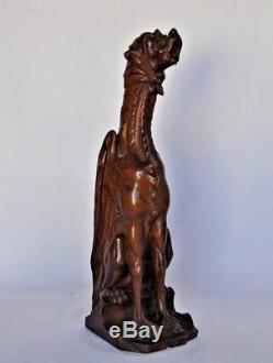 Gargouille 19 Eme En Bois Sculpte Neo Gothique Sur Console Louis XV C1141