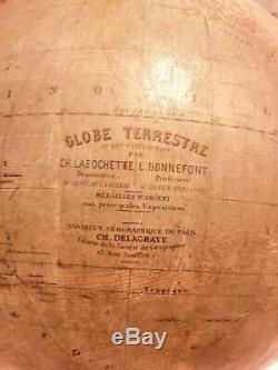 Globe terrestre 1876 LAROCHETTE BONNEFONT French Globe 1876