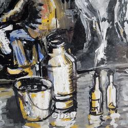 Gouache thème rural dans cadre bois doré ancien