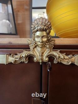 Grand Cadre A Miroir En Bronze Et Laiton