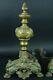 Grand Chenet Ancien Marmouset Fleurs De Lys Bronze Andirons Royal Cheminée X 2
