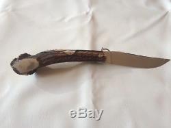 Grand couteau de chasse Jacques Mongin 2 pieces bois de cerf couronne