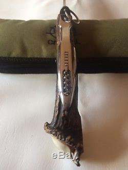 Grand couteau de chasse Jacques Mongin 2 pieces bois de cerf couronne
