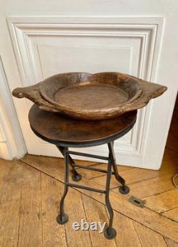 Grand plat monoxyle à oreilles, art populaire, 19e