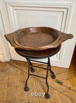 Grand plat monoxyle à oreilles, art populaire, 19e