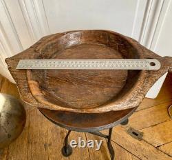 Grand plat monoxyle à oreilles, art populaire, 19e