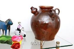 Grande Jarre Pot Cruche Terre Cuite Vernissee Vintage