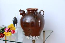Grande Jarre Pot Cruche Terre Cuite Vernissee Vintage