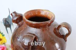 Grande Jarre Pot Cruche Terre Cuite Vernissee Vintage