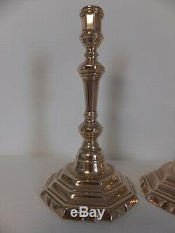 Grande Paire De Bougeoirs En Bronze Epoque Louis Xiv, Fin Xvii° Debut Xviii°