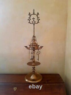 Grande lampe à huile XIXe 64 cm