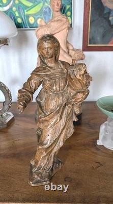 HAUTE ÉPOQUE Bois Sculpté XVIIe-XVIIIe Siècle Art Sacré Vierge a l'enfant
