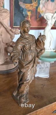HAUTE ÉPOQUE Bois Sculpté XVIIe-XVIIIe Siècle Art Sacré Vierge a l'enfant