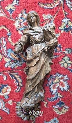 HAUTE ÉPOQUE Bois Sculpté XVIIe-XVIIIe Siècle Art Sacré Vierge a l'enfant