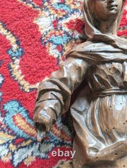 HAUTE ÉPOQUE Bois Sculpté XVIIe-XVIIIe Siècle Art Sacré Vierge a l'enfant