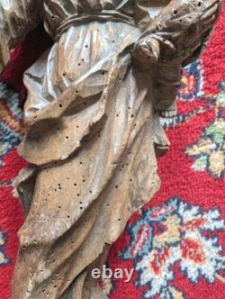 HAUTE ÉPOQUE Bois Sculpté XVIIe-XVIIIe Siècle Art Sacré Vierge a l'enfant