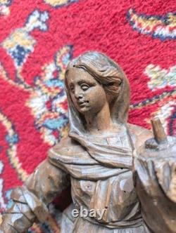 HAUTE ÉPOQUE Bois Sculpté XVIIe-XVIIIe Siècle Art Sacré Vierge a l'enfant