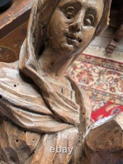 HAUTE ÉPOQUE Bois Sculpté XVIIe-XVIIIe Siècle Art Sacré Vierge a l'enfant