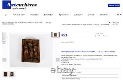 Haute époque plaque de dévotion baiser de paix Crucifixion en bois sculpté doré