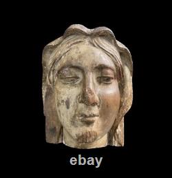 Head Tête Bois Vierge Haute Époque XV Ieme