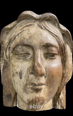 Head Tête Bois Vierge Haute Époque XV Ieme