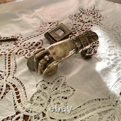 Heurtoir de porte ancien en bronze main bague marteau vintage ACC-7293