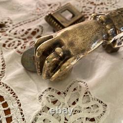 Heurtoir de porte ancien en bronze main bague marteau vintage ACC-7293