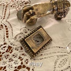 Heurtoir de porte ancien en bronze main bague marteau vintage ACC-7293