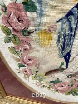 Immaculée Conception Vierge Marie Napoléon 3 Broderie Encadrée 96X78 Bel État