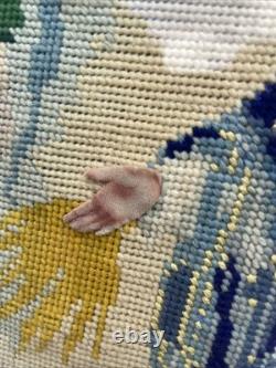 Immaculée Conception Vierge Marie Napoléon 3 Broderie Encadrée 96X78 Bel État