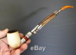 Incroyable Pipe écume à fumée froide, étui, 1850 Meerschaum rare tobacco pipe