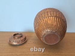 Inde, Jarre pot couvert, Cuivre repoussé et ciselé, XIX°