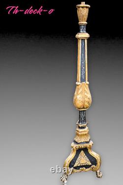 Italie Grand Pique Cierge Torchère Eglise Bois Doré Xviiieme Candle Wood Italian