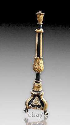 Italie Grand Pique Cierge Torchère Eglise Bois Doré Xviiieme Candle Wood Italian