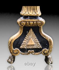 Italie Grand Pique Cierge Torchère Eglise Bois Doré Xviiieme Candle Wood Italian