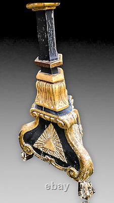 Italie Grand Pique Cierge Torchère Eglise Bois Doré Xviiieme Candle Wood Italian